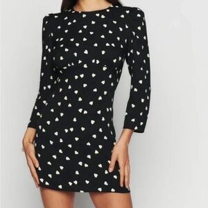 Reformation Brantley Dress in Luv It Heart Black Mini Dress
